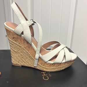 Charles David Cream Wedge Sandals